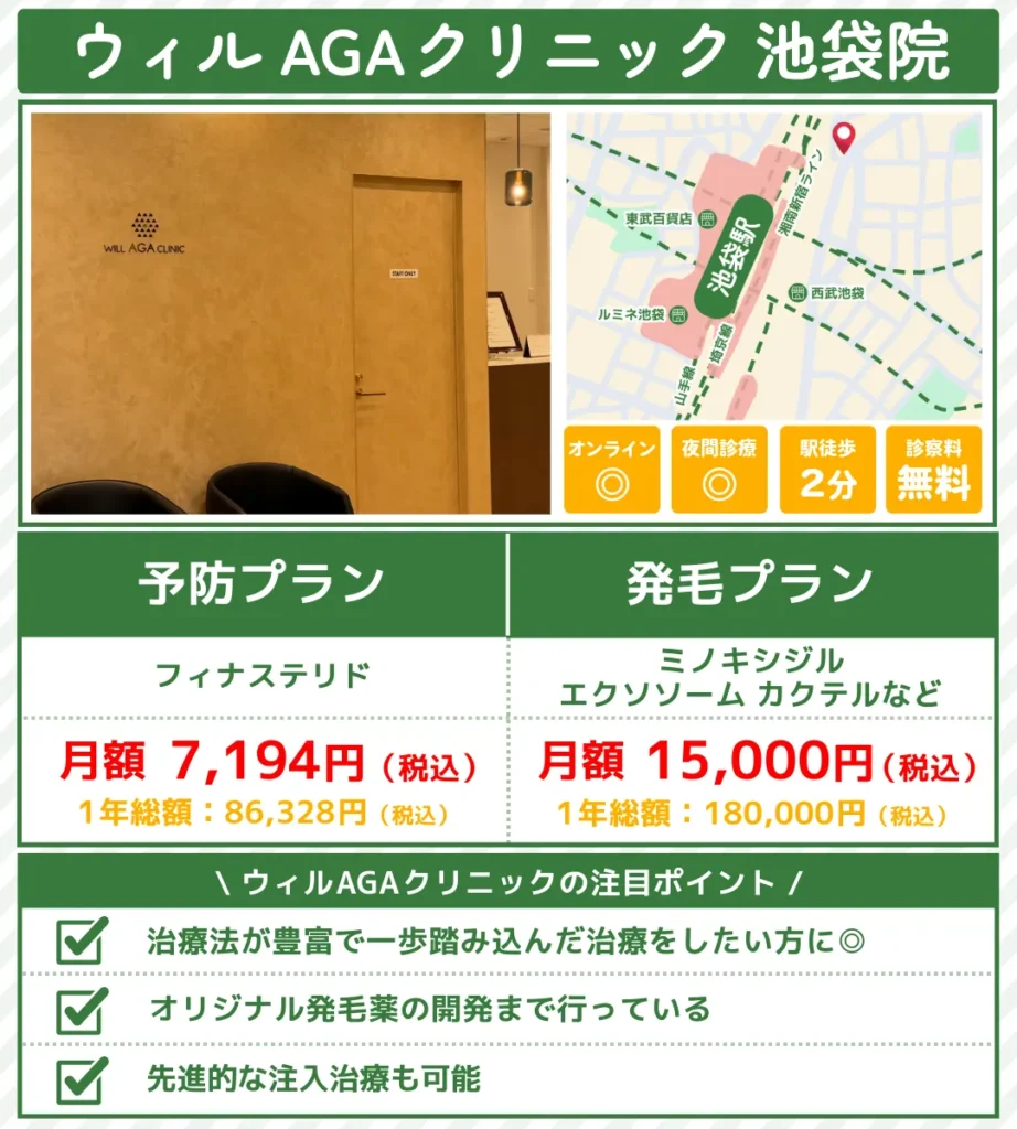AGA治療_池袋_ウィルAGAクリニック